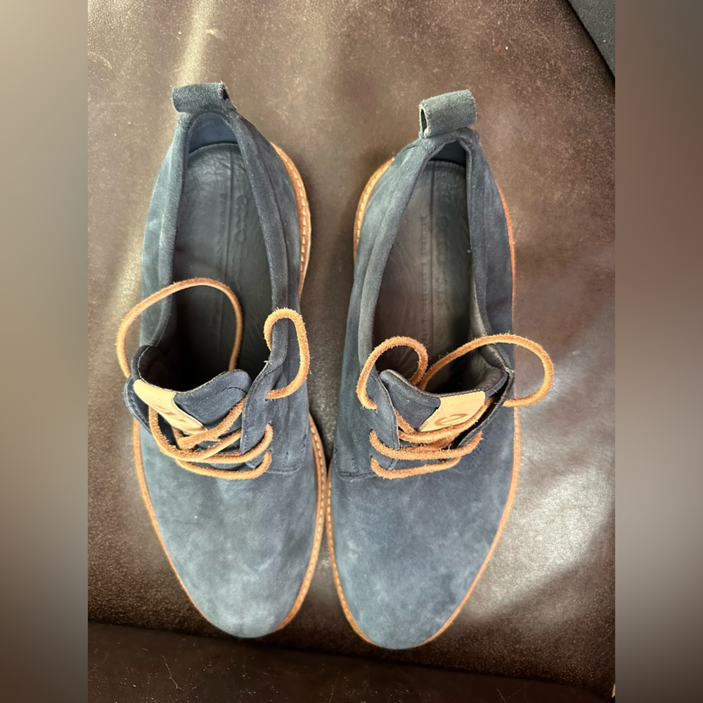 Ecco Dark Blue Suede Lace-Up Derbys - Picture 6 of 10